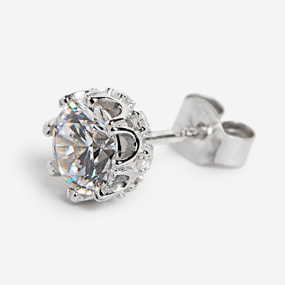 NEW! Luxury Sterling Silver Zircon Crown earrings - Picture 3 of 7